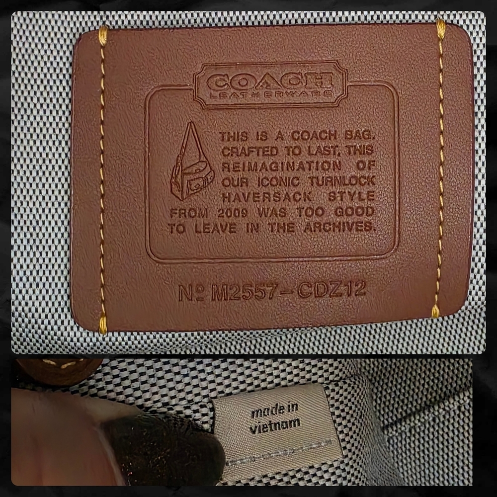 Coach CDZ12 Turnlock Haversack Black Leather Brass Shoulder Bag NWT - Picture 14 of 16